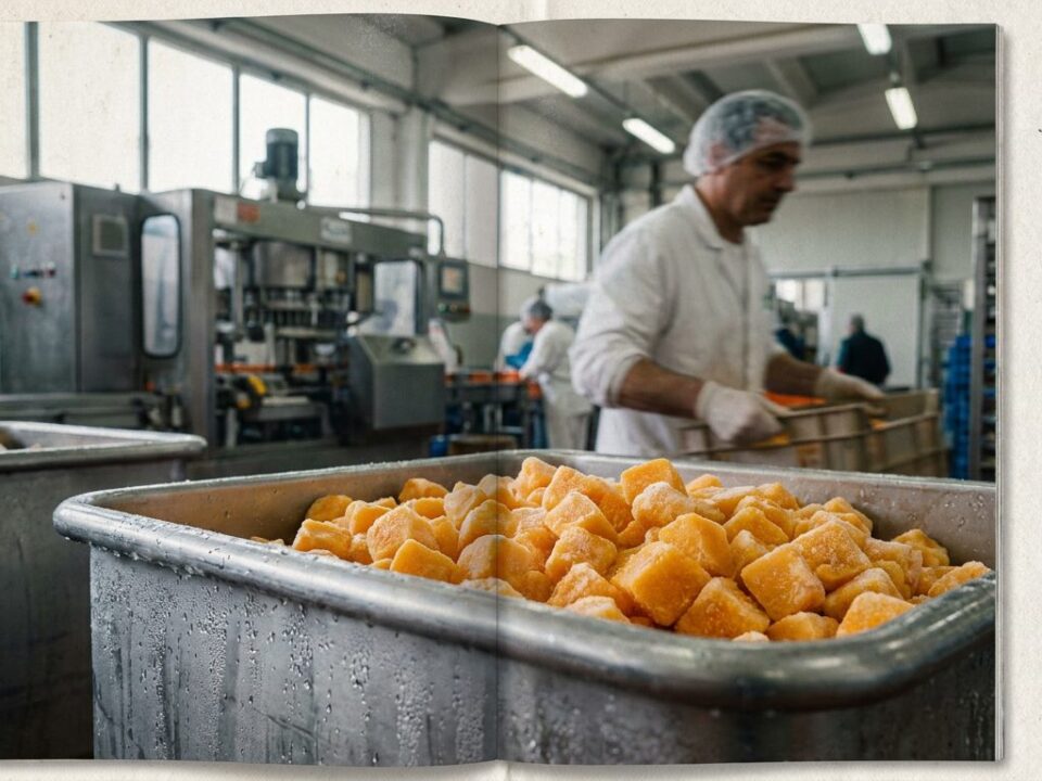Polpa di arancia surgelata in container industriale